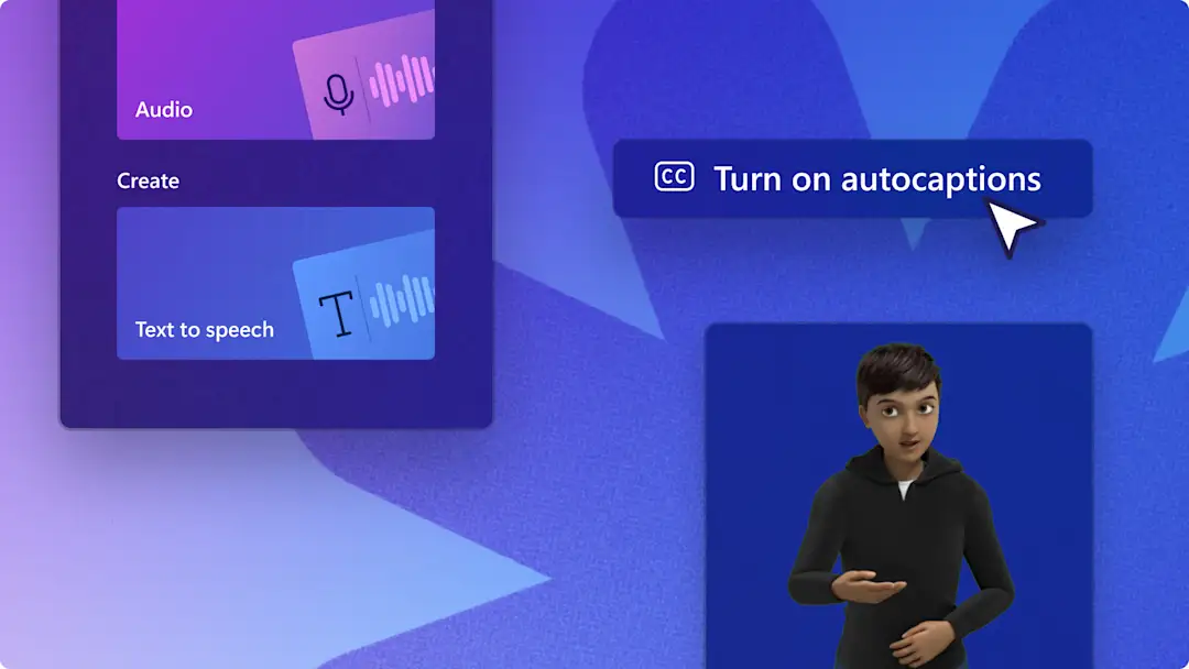 An image of video accessibility editng features in Clipchamp.