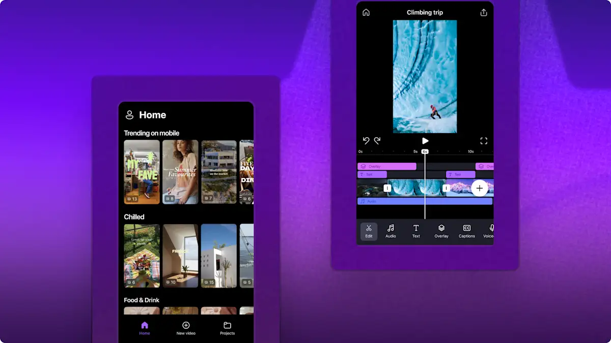 An image of the Clipchamp iOS app.