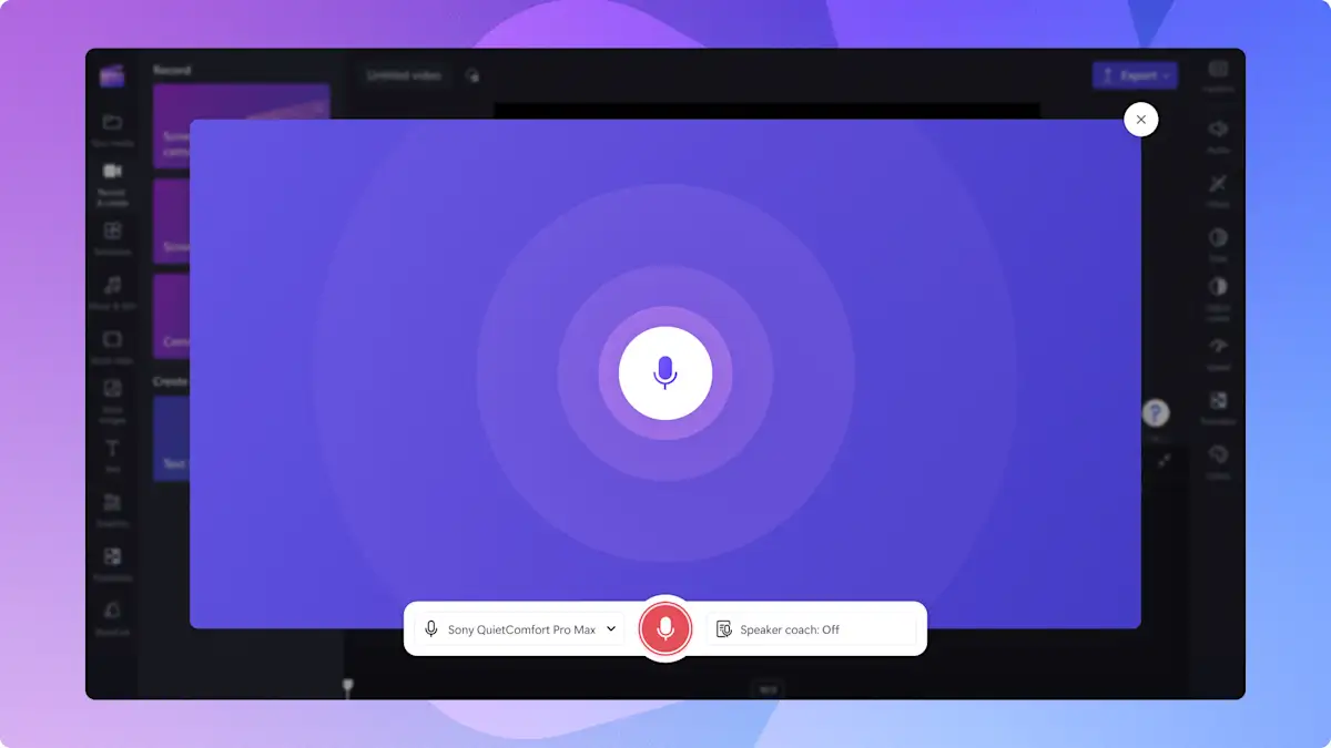 An image of the voiceover in Clipchamp.