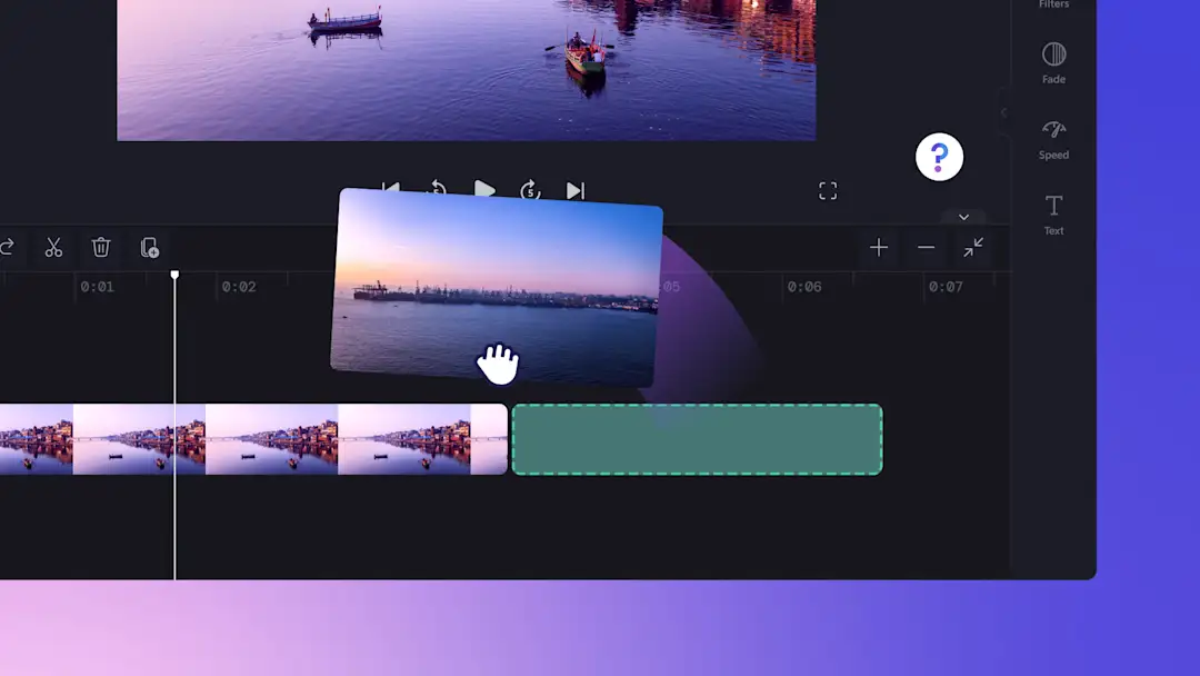 An abstract image showing how to merge two media assets on the Clipchamp timeline.