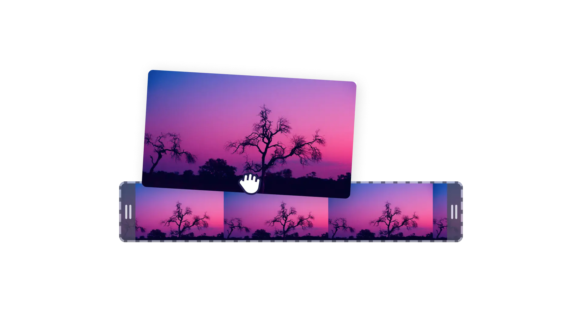 An image of a user adding a video to the timeline.
