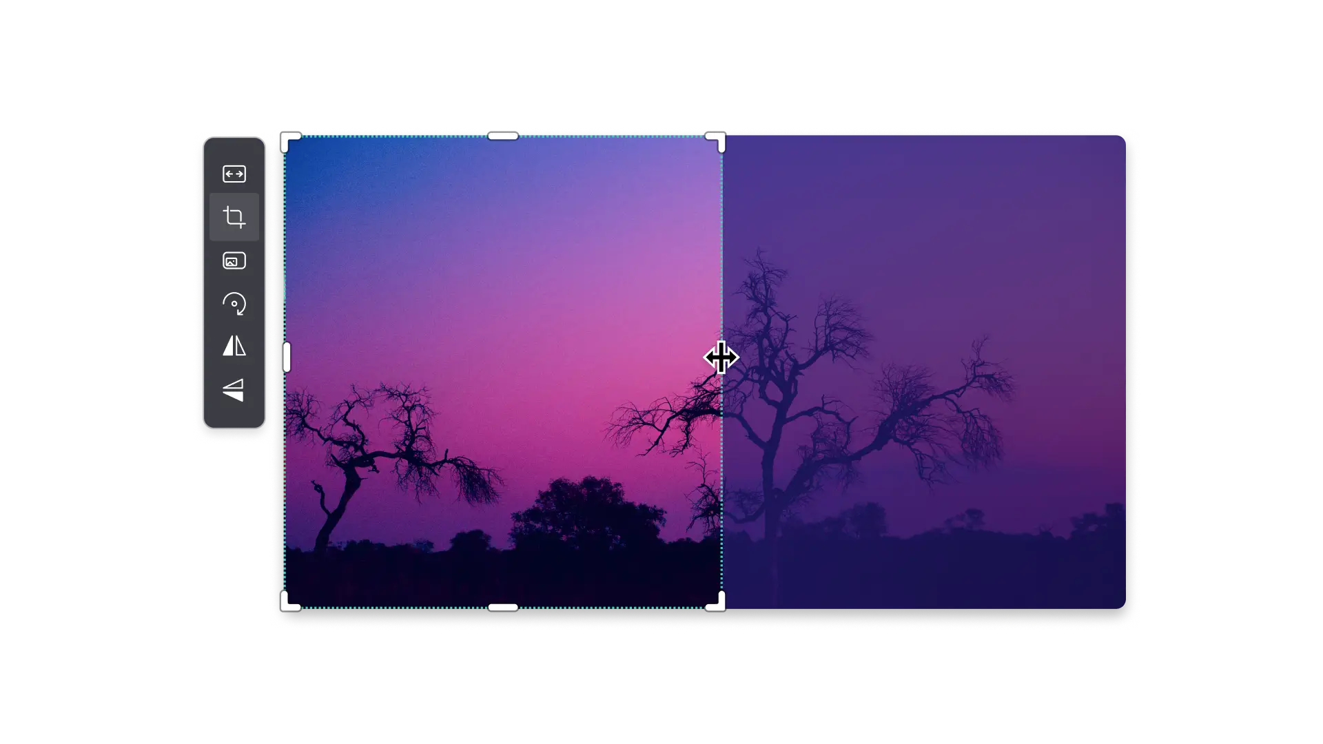 An image of a user dragging the cropping handles in and out.