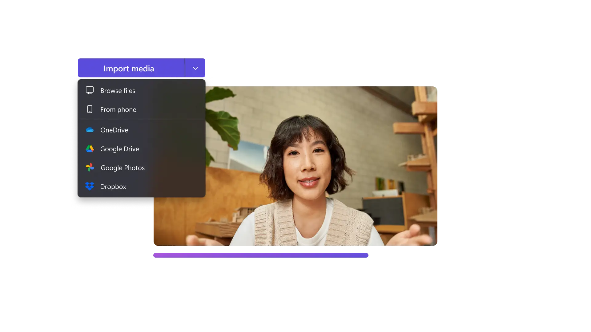 Upload a video or record webcam video