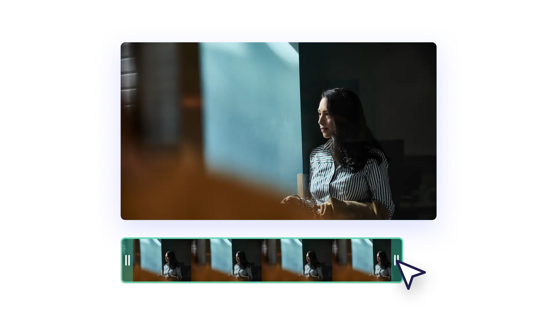 An image showing how to use trim handles on the stock asset in Clipchamp

