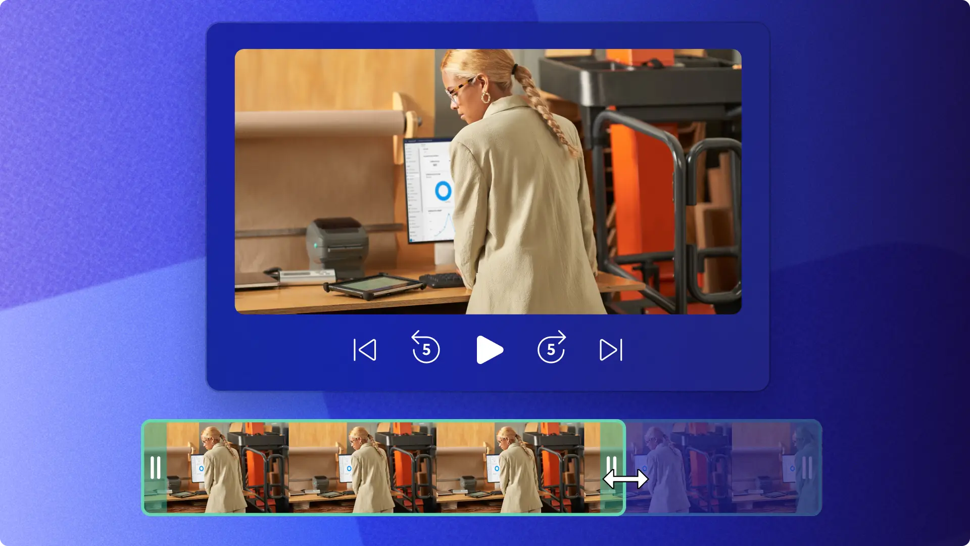 An image of the trim feature in action in Clipchamp 