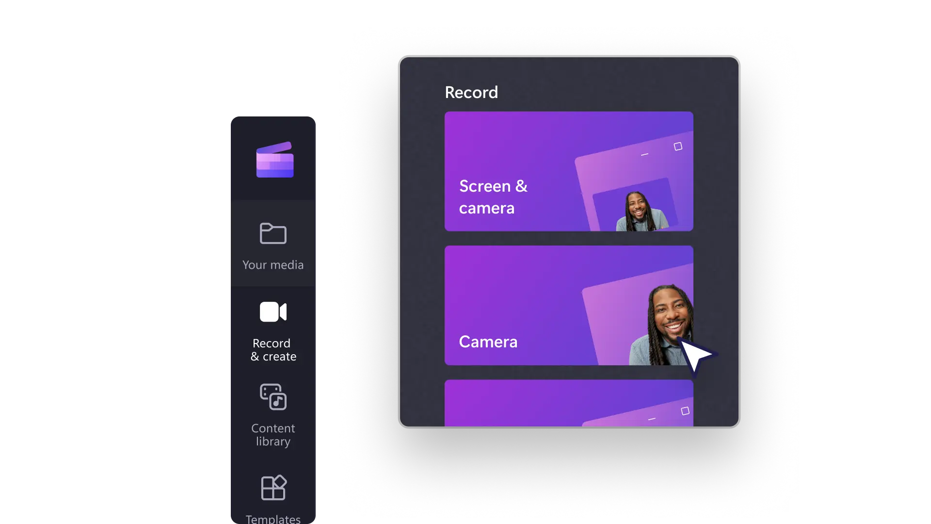 An image of a user clicking on the camera recorder.